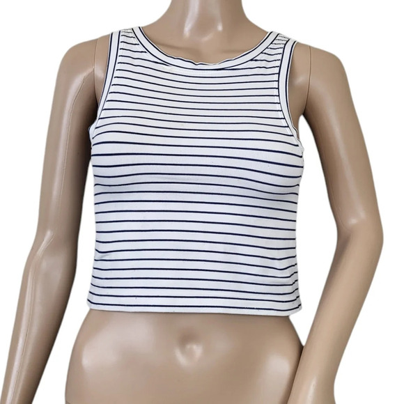 Free People Intimately Navy Striped Crop Tank Top Sleeveless Festival - Picture 1 of 3